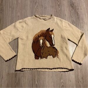 Vintage Shyanne Beige Horse Motif Sweater
